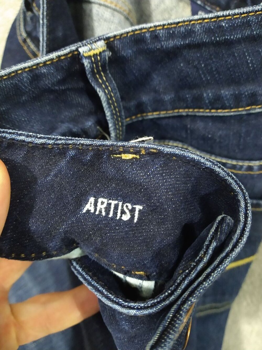 American Eagle Jeans Womens 16 Blue Denim Artist Crop Dark Wash Mid Rise Stretch - Picture 9 of 10